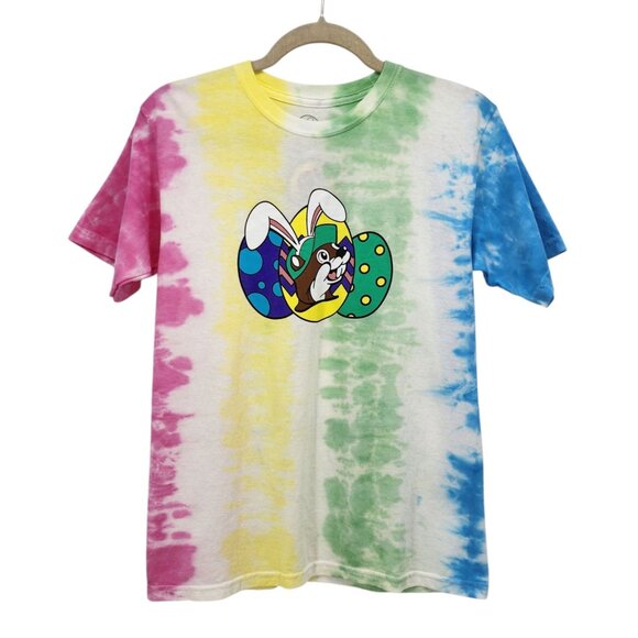 NEW Buc-ee's Youth Large Shirt Bunny On My Mind Easter Tie-Dye Tee Multicolor - Picture 1 of 8